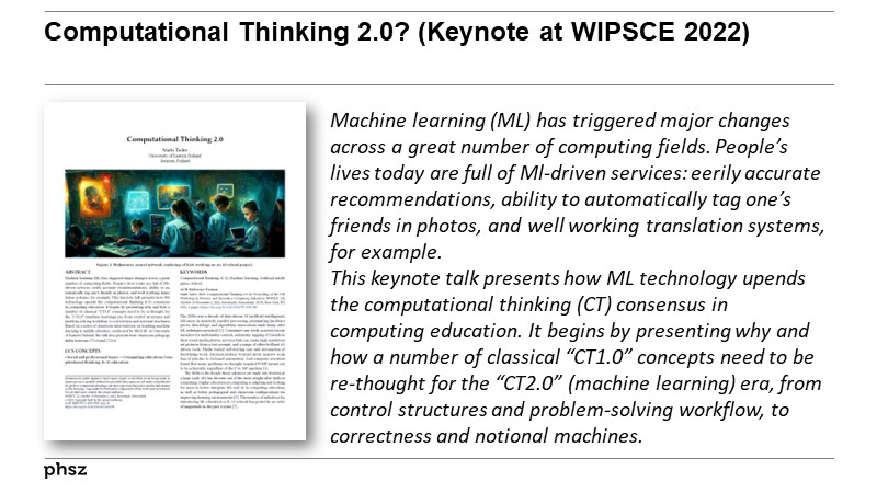 Computational Thinking 2.0? (Keynote at WIPSCE 2022)