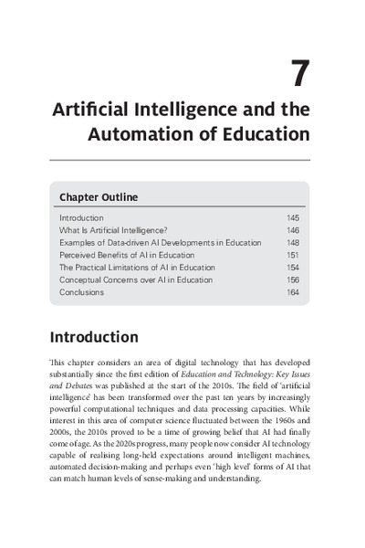 Artificial Intelligence and the Automation of Education