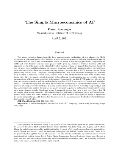 The Simple Macroeconomics of AI