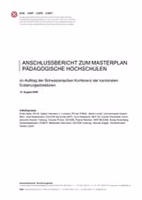 Anschlussbericht zum Masterplan Pädagogische Hochschulen vom 13. August 2008