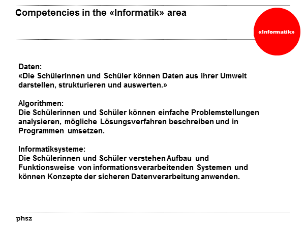 Competencies in the «Informatik» area
