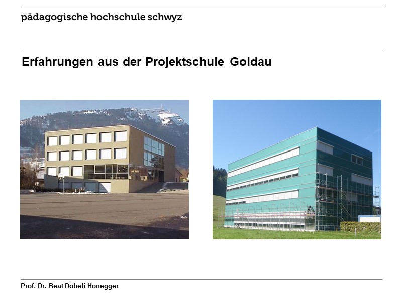 Erfahrungen aus der Projektschule Goldau