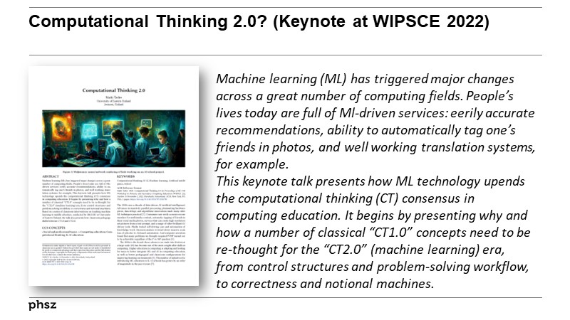 Computational Thinking 2.0? (Keynote at WIPSCE 2022)