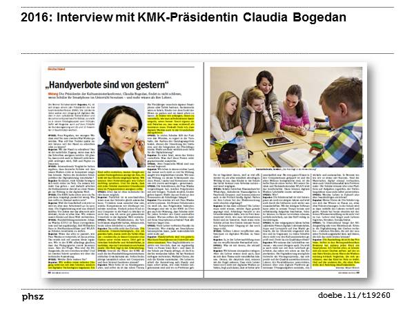 2016: Interview mit KMK-Präsidentin Claudia Bogedan