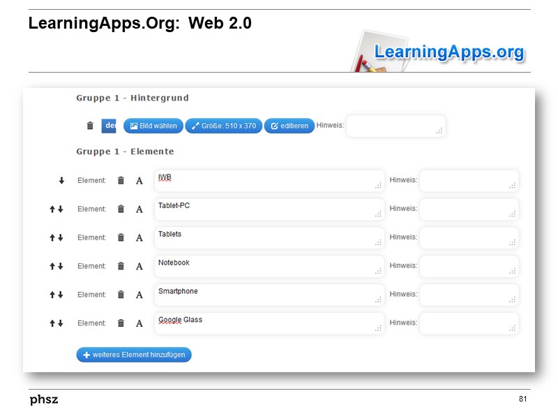 LearningApps.org: Web 2.0 (II)