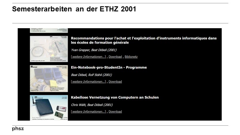 Semesterarbeiten an der ETHZ 2001