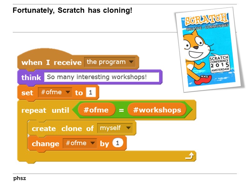  Fortunately, Scratch has cloning!
