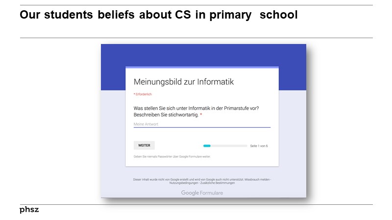 Our students beliefs about CS in primary  school