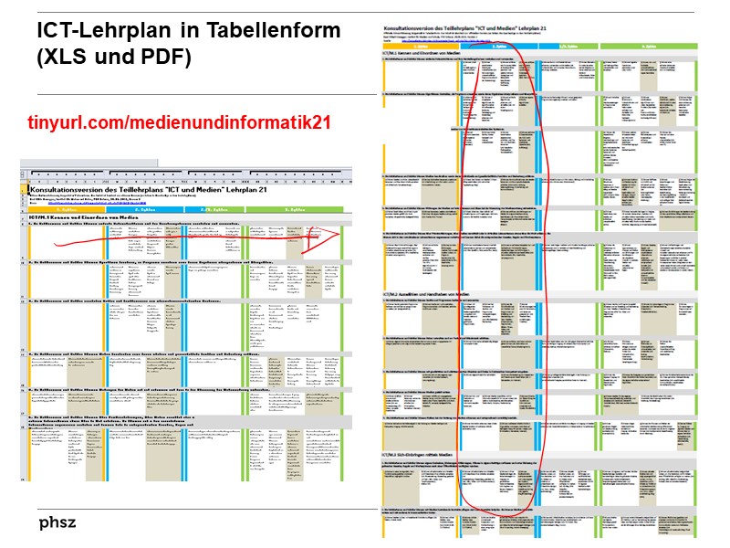 ICT-Lehrplan in Tabellenform (XLS und PDF)