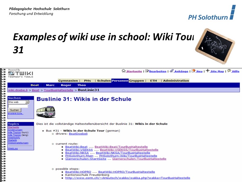 Examples of wiki use in school