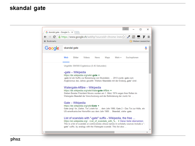 Google-Suche nach skandal gate
